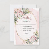 Elegante stoffige roze eucalyptus trouw-RSVP RSVP Kaartje (Voorkant)