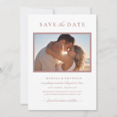 Elegante stoffige roze fotolijst bruiloft save the date (Voorkant)