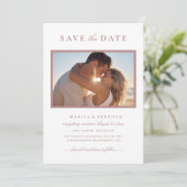 Elegante stoffige roze fotolijst bruiloft save the date (Staand voorkant)