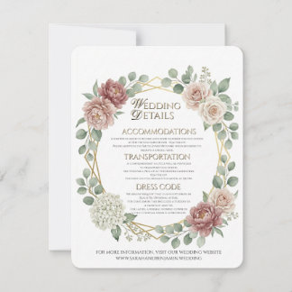 Elegante stoffige roze geometrische bloemdetails k bedankkaart