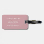 Elegante stoffige roze geruite monogram bagagelabel (Achterkant horizontaal)