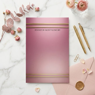 Elegante stoffige roze gradiënt goud folie streep  briefpapier