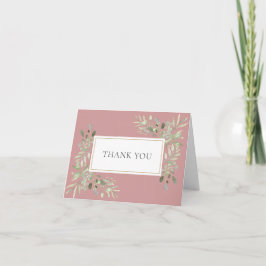 Elegante stoffige roze groenbruiloft kaart