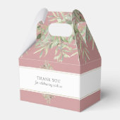 Elegante stoffige roze groene bloemen bruiloft bedankdoosjes (Achterkant)