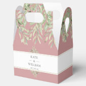 Elegante stoffige roze groene bloemen bruiloft bedankdoosjes (Geopend)