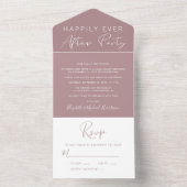 Elegante stoffige roze huwelijksreceptie all in one uitnodiging (Binnen)