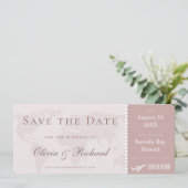 Elegante stoffige roze instapkaart save the date kaart (Staand voorkant)