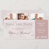 Elegante stoffige roze instapkaart save the date kaart (Voorkant / Achterkant)