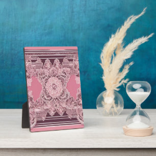Elegante stoffige roze kant plaque als huwelijksaa fotoplaat