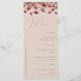 Elegante stoffige roze papierkraan menu