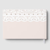Elegante stoffige roze parels Bow Lace Baby shower Gastenboek (Achterkant)