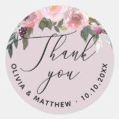 Elegante stoffige roze roos. Floral bruiloft dank  Ronde Sticker (Voorkant)