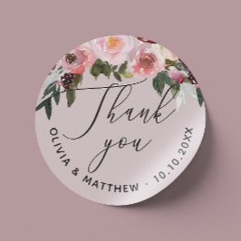 Elegante stoffige roze roos. Floral bruiloft dank Ronde Sticker