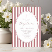 Elegante stoffige roze script meisjesdoop kaart