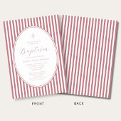 Elegante stoffige roze script meisjesdoop kaart