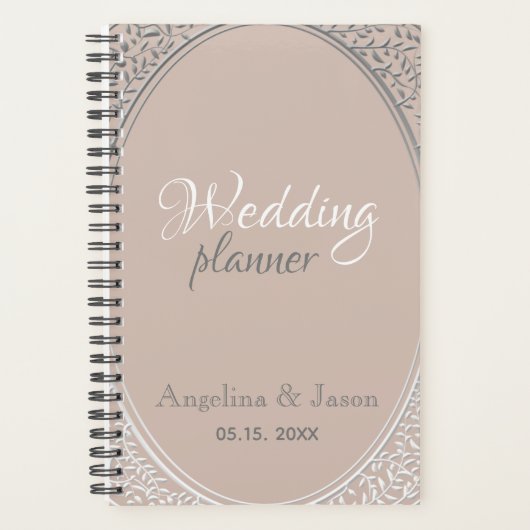Elegante stoffige roze trouwdag planner (Voorkant)