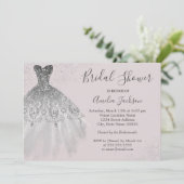 Elegante stoffige roze trouwjurk Vrijgezellenfeest Kaart (Staand voorkant)