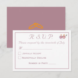 Elegante stoffige roze twee harten katholieke brui RSVP kaartje