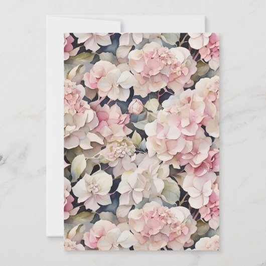 Elegante stoffige roze waterverf bloemenbruiloft kaart (Achterkant)