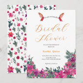 Elegante stoffige roze waterverf Floral bruids bos Kaart (Voorkant / Achterkant)