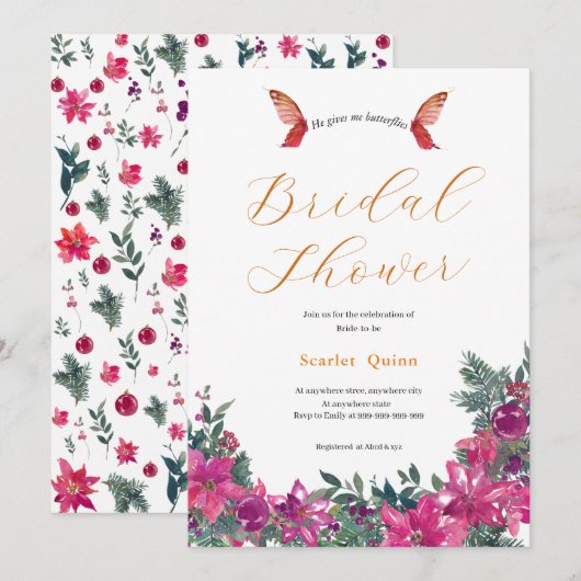 Elegante stoffige roze waterverf Floral bruids bos Kaart (Voorkant / Achterkant)