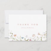 Elegante stoffige roze wilde bloem rustieke boho b bedankkaart (Voorkant)