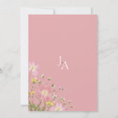 Elegante stoffige roze wilde bloemen bruiloft kaart (Achterkant)