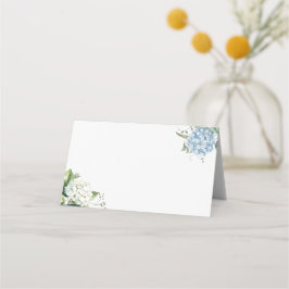 Elegante Stofjas Blauwe Hortensia Huwelijks Plaats Plaatskaartje