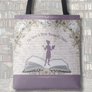 Elegante Stofpluimkleurige Inspirerende Docenten B Tote Bag