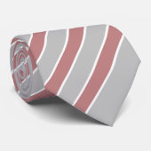 Elegante Stofrose Zilveren Gestreepte Trouw Stropdas (Opgerold)