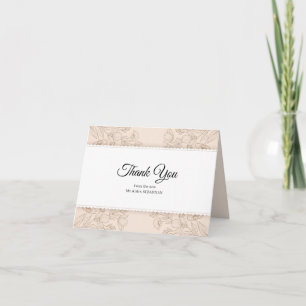 Elegante Stofrozen Roze Geschetste Bloem Bruiloft Bedankkaart