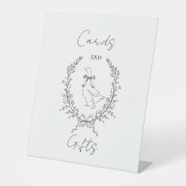 Elegante stomme gans baby shower reclamebord met voetstuk