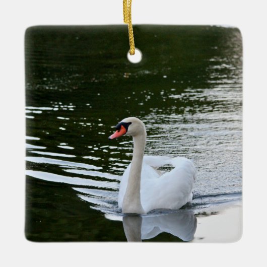 Elegante Stomme Zwaan Keramisch Ornament (Voorkant)