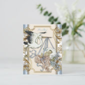 Elegante  Stork Baby Boy Shower Kaart (Staand voorkant)