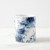 Elegante Stormy Blue Floral Waterverf Koffiemok (Center)