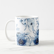 Elegante Stormy Blue Floral Waterverf