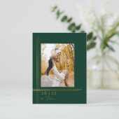 Elegante strakke groen / goud moderne deco stijl f feestdagenkaart (Staand voorkant)