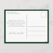 Elegante strakke groen / goud moderne deco stijl f feestdagenkaart (Achterkant)