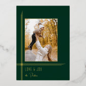 Elegante strakke groen / goud moderne deco stijl f folie feestdagenkaart (Voorkant)