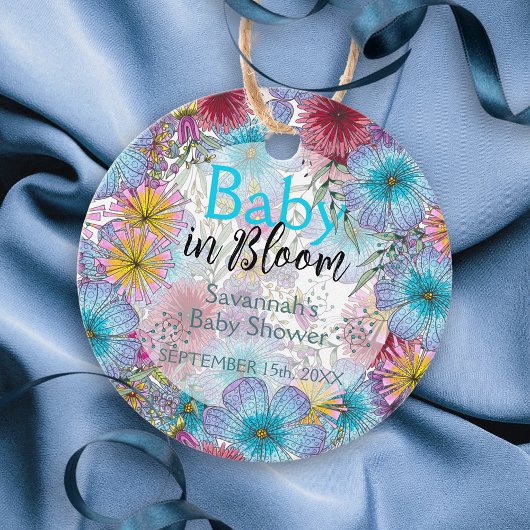 Elegante stralende Boheemse Bloemen Baby in Bloom Bedankjes Labels