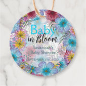 Elegante stralende Boheemse Bloemen Baby in Bloom Bedankjes Labels (Voorkant)