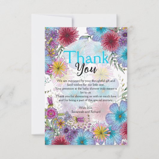 Elegante stralende Boheemse Bloemen Baby in Bloom Bedankkaart (Voorkant)