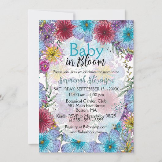 Elegante stralende Boheemse Bloemen Baby in Bloom Kaart (Voorkant)