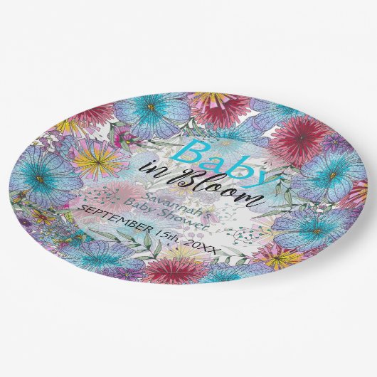 Elegante stralende Boheemse Bloemen Baby in Bloom Papieren Bordje (Gekanteld)