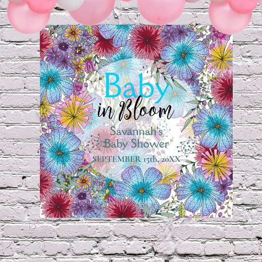 Elegante stralende Boheemse Bloemen Baby in Bloom Poster