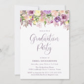 Elegante stralende Paarse bloemige afstudeerfeest Kaart (Voorkant)