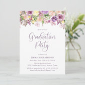 Elegante stralende Paarse bloemige afstudeerfeest Kaart (Staand voorkant)