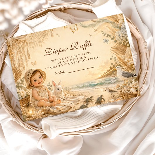 Elegante strand boho luier raffle informatiekaartje