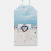 Elegante Strand Bruiloft Bloemrijke Priëel Dank Cadeaulabel (Achterkant)