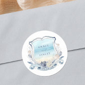 Elegante strand bruiloft Crest Coastal Chic Ronde Sticker